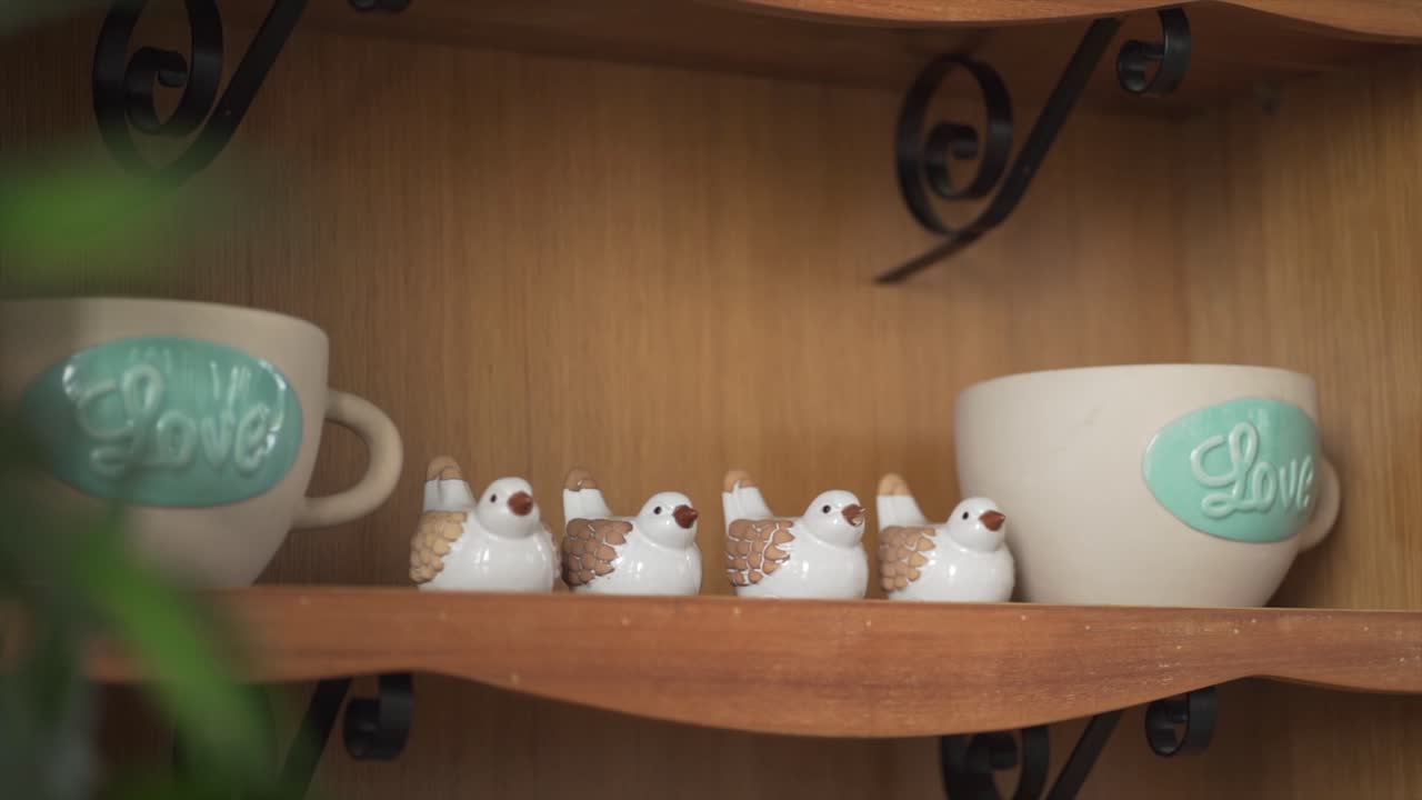 pottery artwork handmade on wall shelf