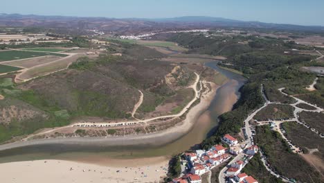 aerial shot of the cliffs and beach in portugal