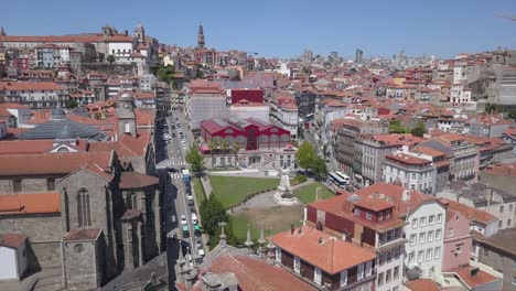 sunny day porto city prince henry the navigator monument aerial panorama 4k portugal