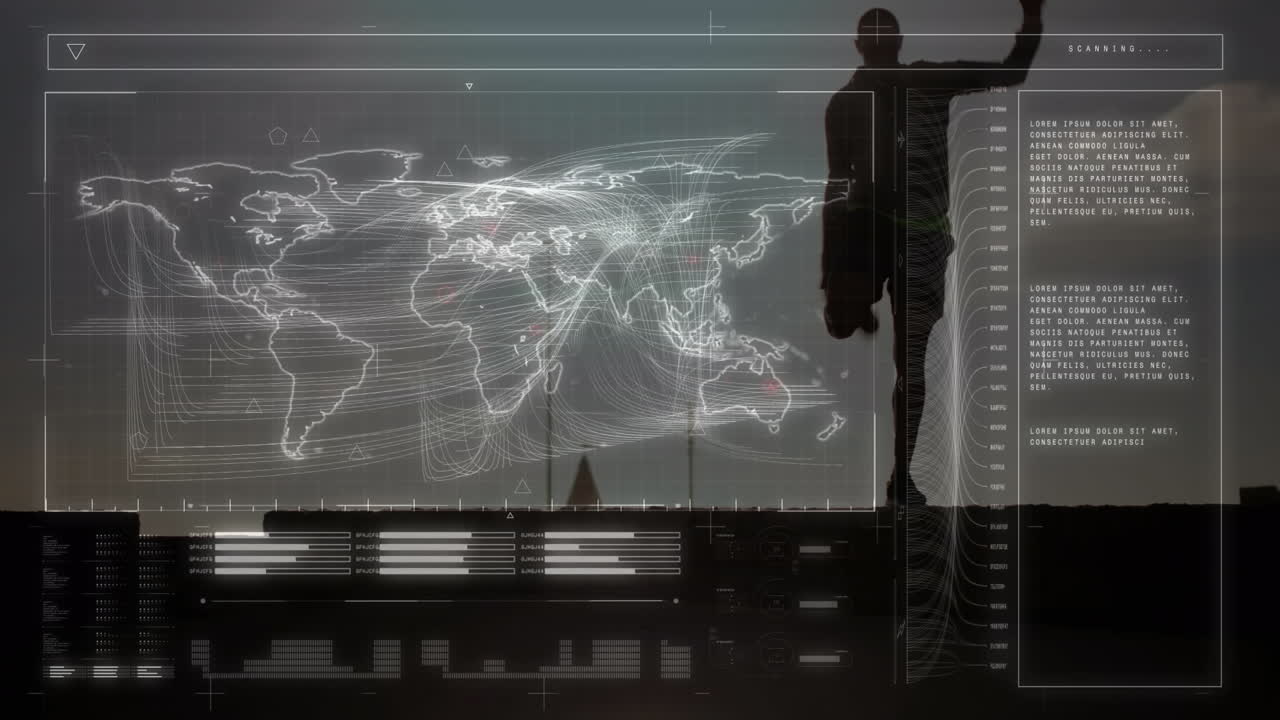 해변에서 운동하는 적합한 사람에 대한 데이터 처리 애니메이션