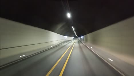 car rides through the tunnel point-of-view driving in norway.