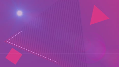 animation of light spot moving over abstract shapes on purple gradient background with copy space