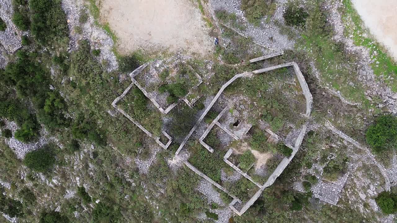 Lekuresi castle ruin walls build by Ottoman empire near Saranda Albania