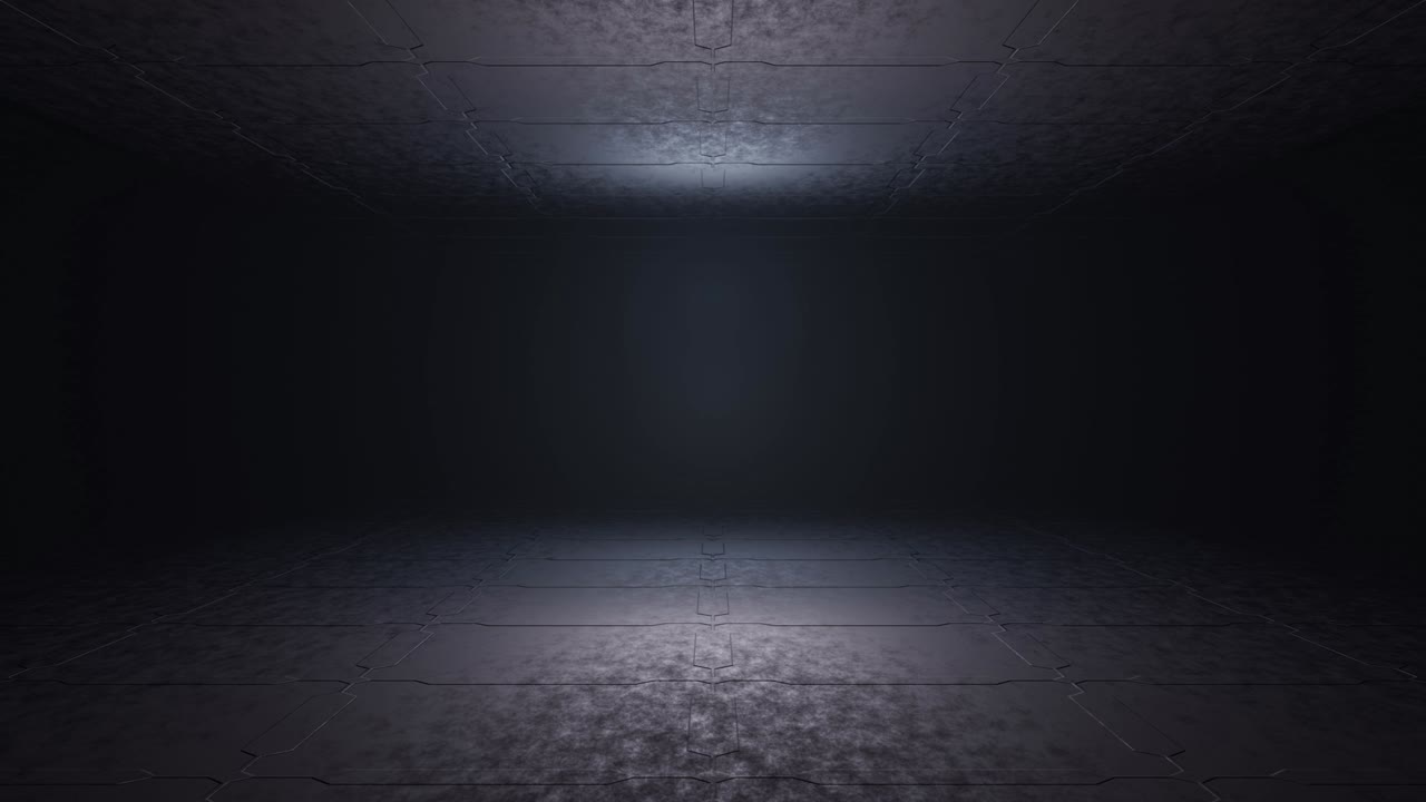 기하학적인 벽과 미묘한 조명과 함께 미래의 방 3d 렌더링