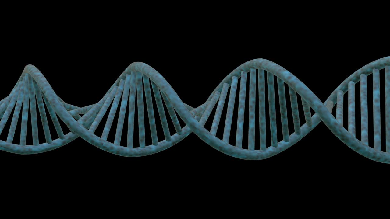 DNA double Helix rotating against a black background seamless looping