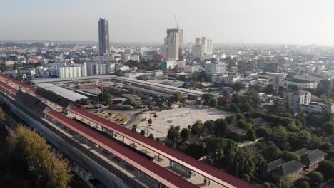 aerial view of bangkok city and skycrapers