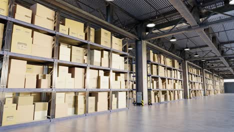 interior of warehouse with boxes 3d render