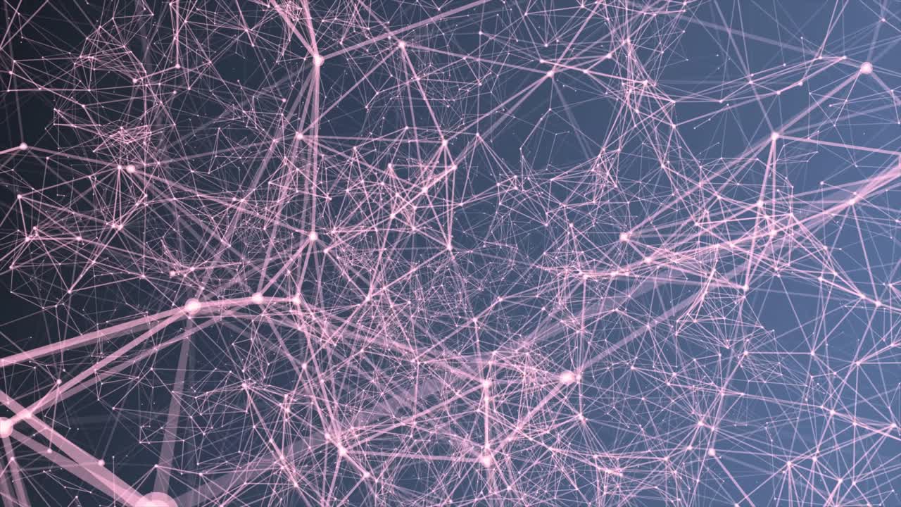 Abstract Digital Network Connections with Glowing Pink Lines and Dots