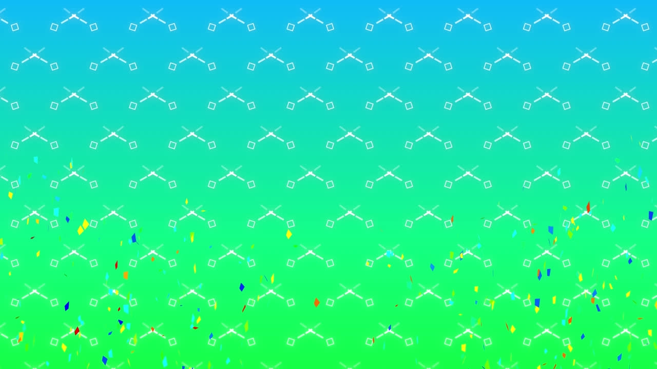 파란색과 초록색 바탕에 사각형과 콘티의 애니메이션