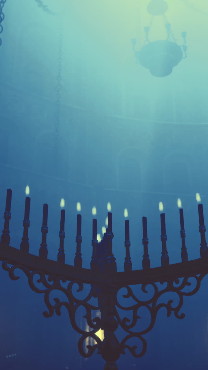 Chandelier illuminated by soft light in mystical underwater setting