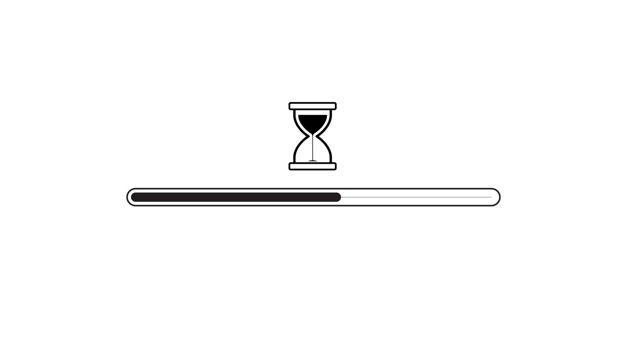 Loading bar icon with sand timer animation isolated on white background