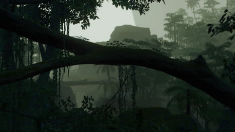 profunda jungla tropical en la oscuridad