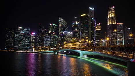 centro financiero de singapur por la noche