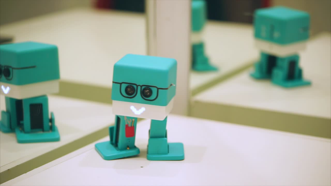 Cute Teal Cube Robot