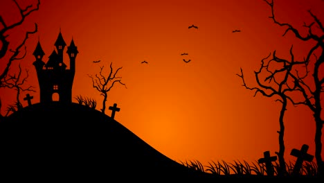 halloween spooky silhouettes background, loop