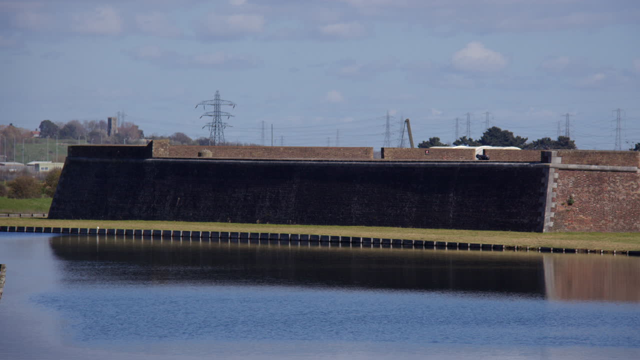 Shot of Tilbury fort Moat and defensive walls in March