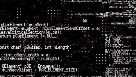 animation of white spots over data processing on black background