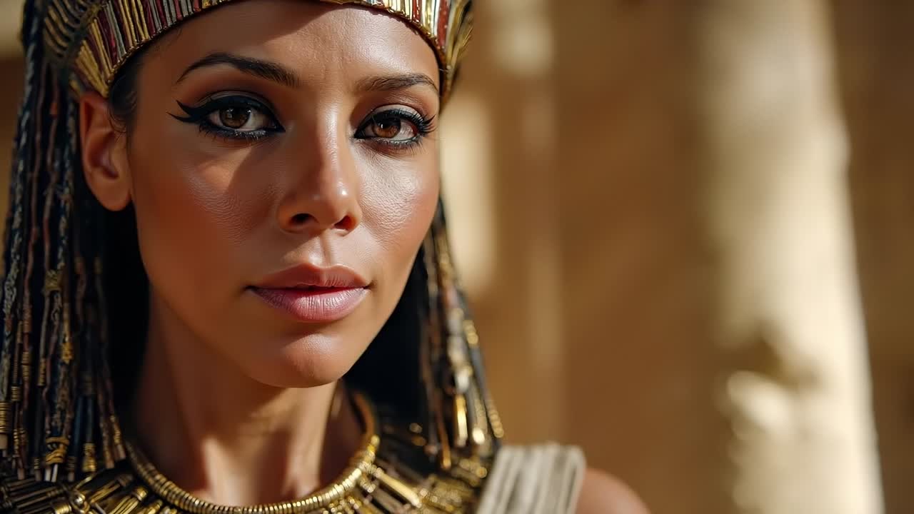 헤드 드레스 와 목걸이 를 입은 여자 의 클로즈업