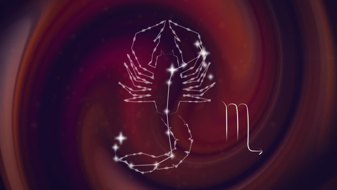 반 ⁇ 이는 별들과 함께 스코르피오 별자리의 애니메이션