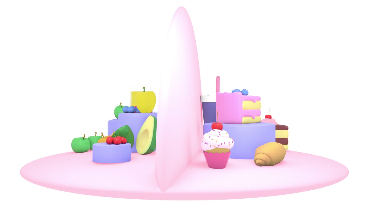 건강한 음식과 건강하지 않은 음식 3d 애니메이션