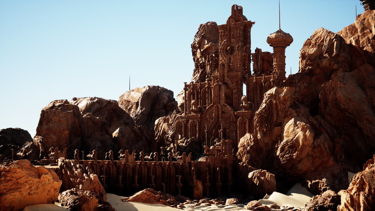 사막 풍경 에 있는 폐허 가 된 성