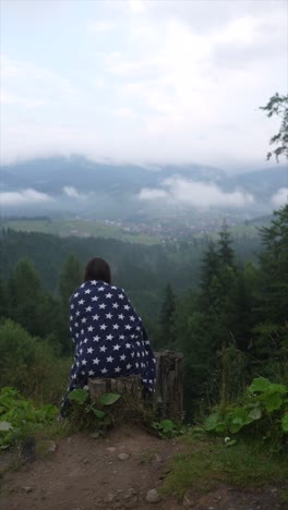 person contemplating mountain view
