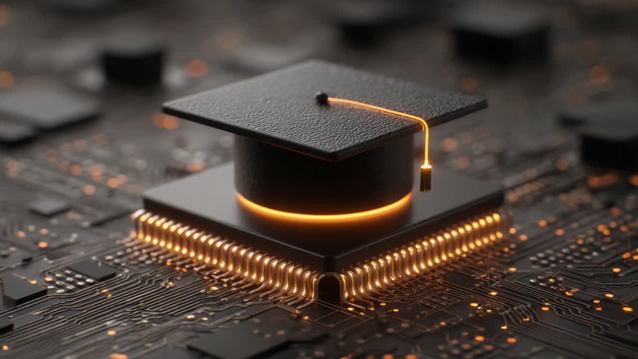 A Creative Fusion of Technology and Education: The Digital Capstone Represented by a Graduation Cap on a Circuit Board