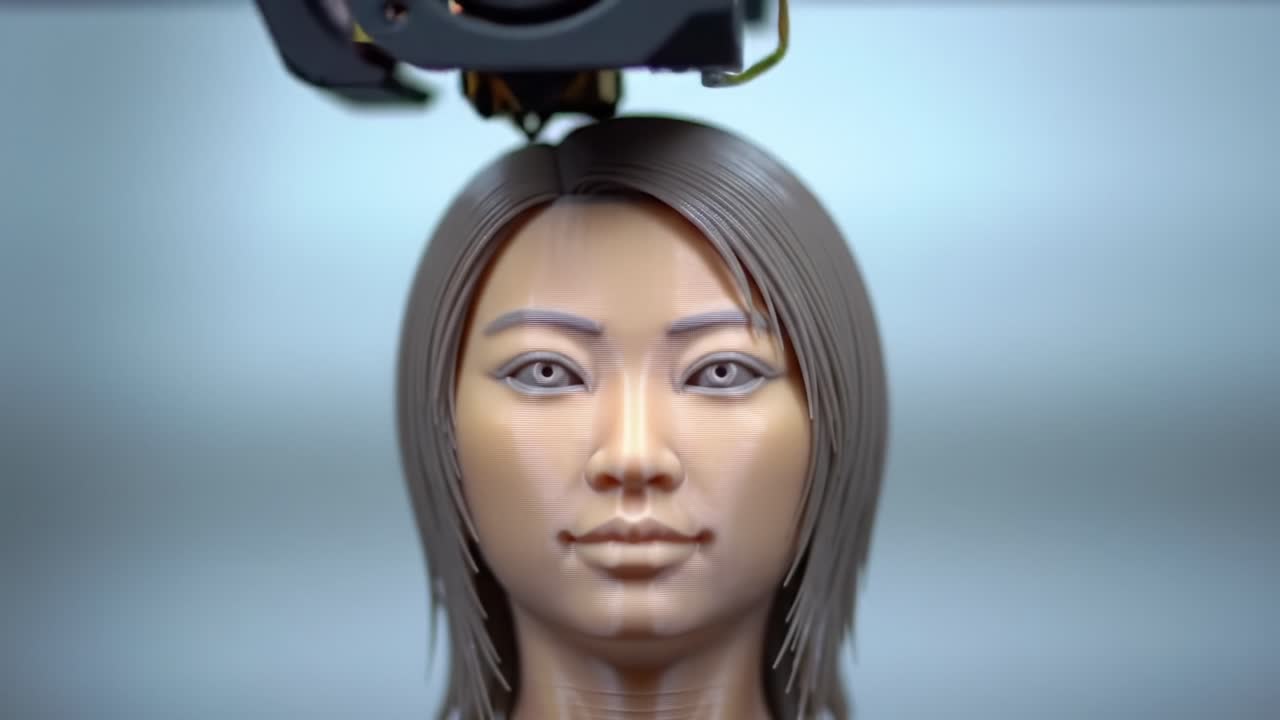 A Captivating Exploration of Realistic Humanoid Robotics: The Evolution of a Synthetic Face Through Precision and Artistry in 3D Printing Technology
