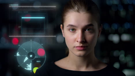 face medical scanner holograms displaying analyse personal health process