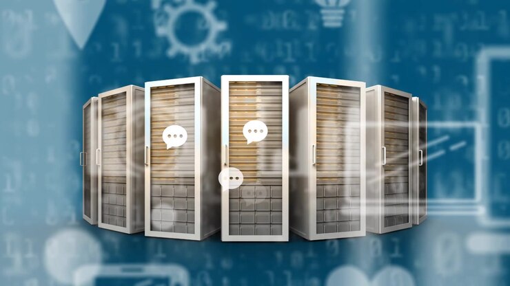 Animation of data processing over server room