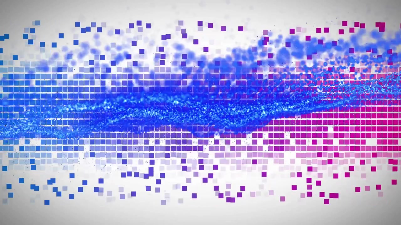 Animated Blue Particles Flowing Across a Colorful Digital Grid