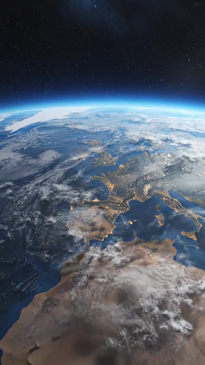Satellitbillede af Jorden, der viser Europa om natten