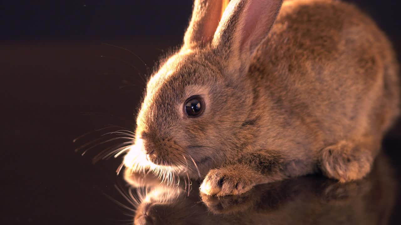 кролики сидят на черном фоне.