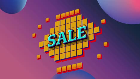 Animation-of-sale-text-over-squares-and-retro-background