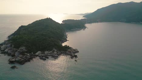 aerial sunset view of haad rin beach koh pha ngan, full moon party famous destination in south east asia