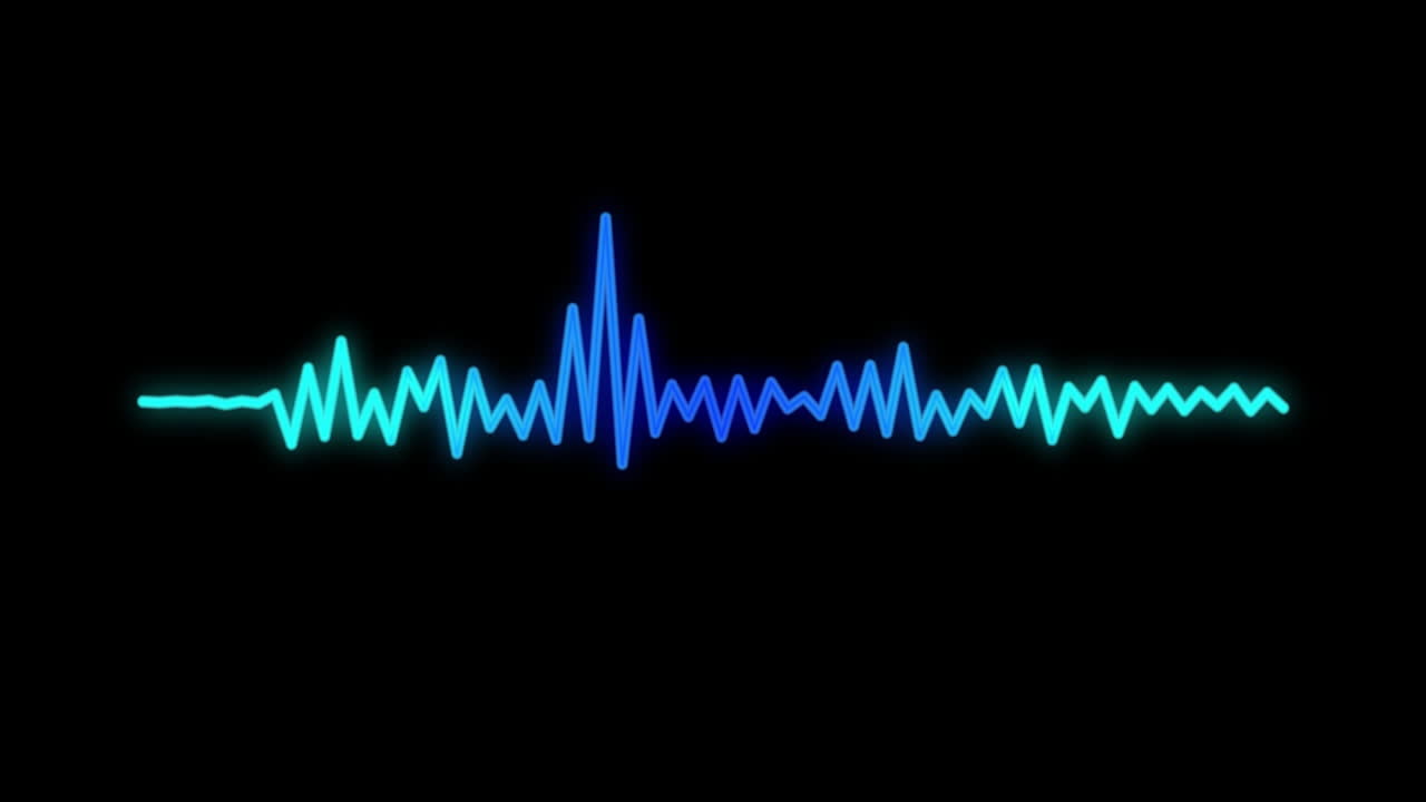 Animation of blue and green sound wave pattern on black background