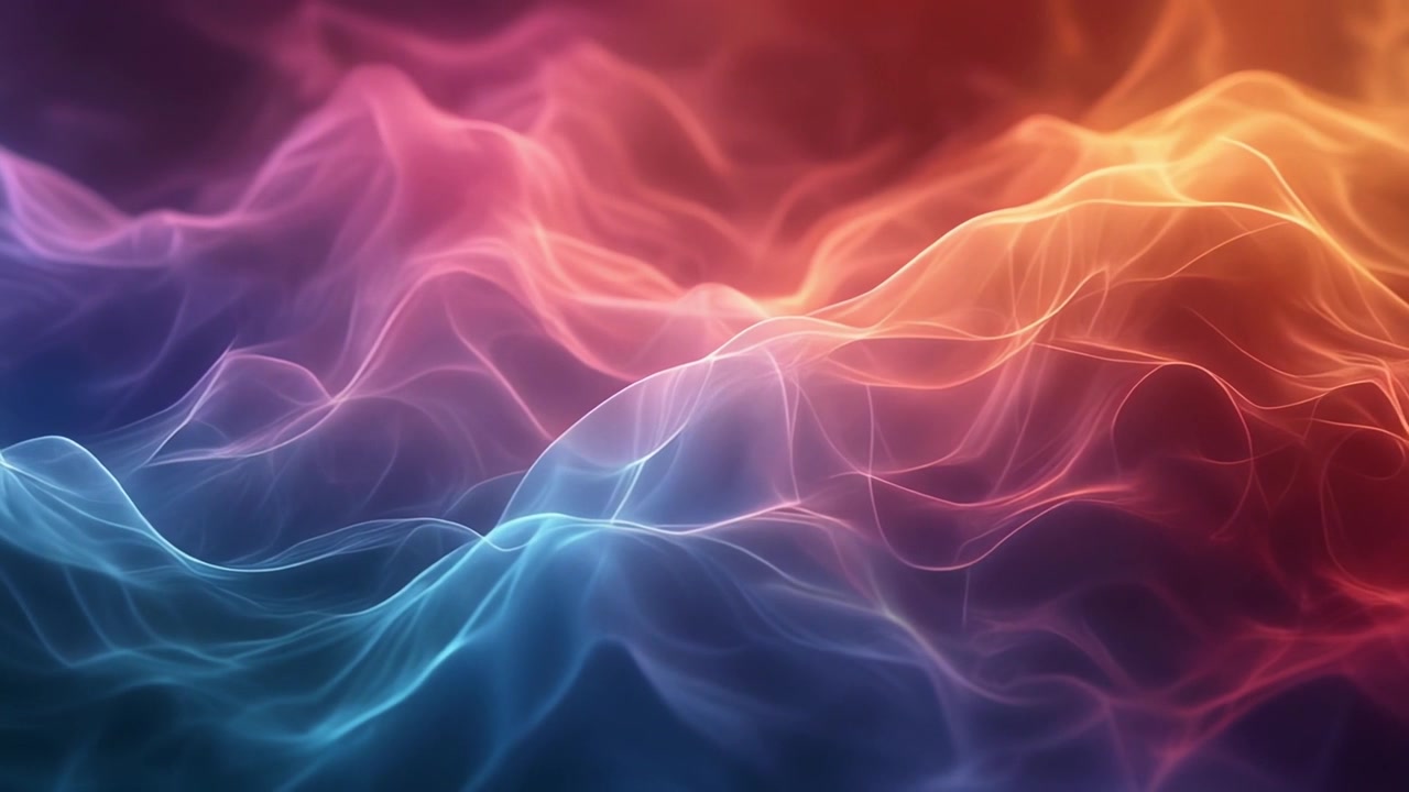 Ondas Abstratas Fluindo de Luz Vermelha e Azul