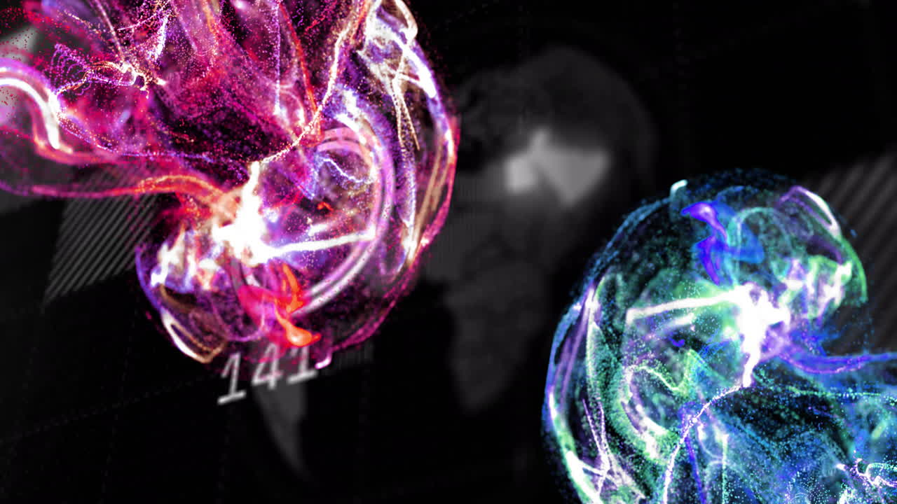 animación de puntos azules sobre el procesamiento de datos en fondo negro