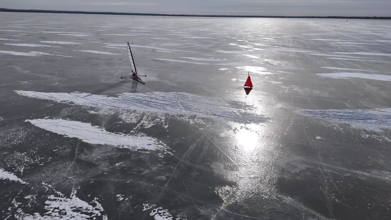 In the winter months, Competitive Ice Boating takes place on Lake Winnebago north of Fond du Lac, WI.