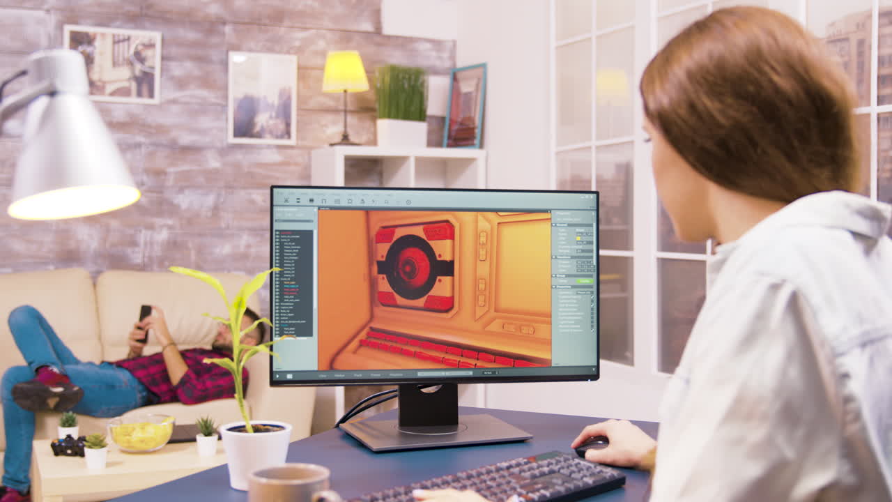 Woman working on 3D modeling on computer