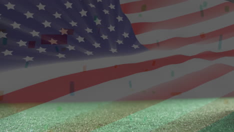 kicking ball animation with american flag background