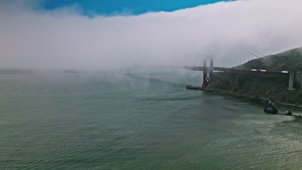 Fog surrounding the Golden Gate Bridge in San Francisco, California, USA
