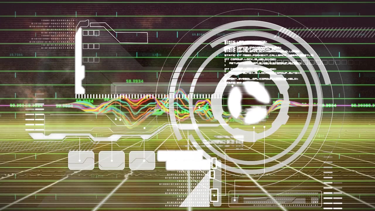 Animation of data processing on black background