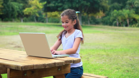 Pretty-little-girl-using-laptop-computer