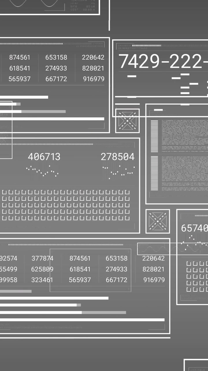 Animation of interface with data processing against grey background