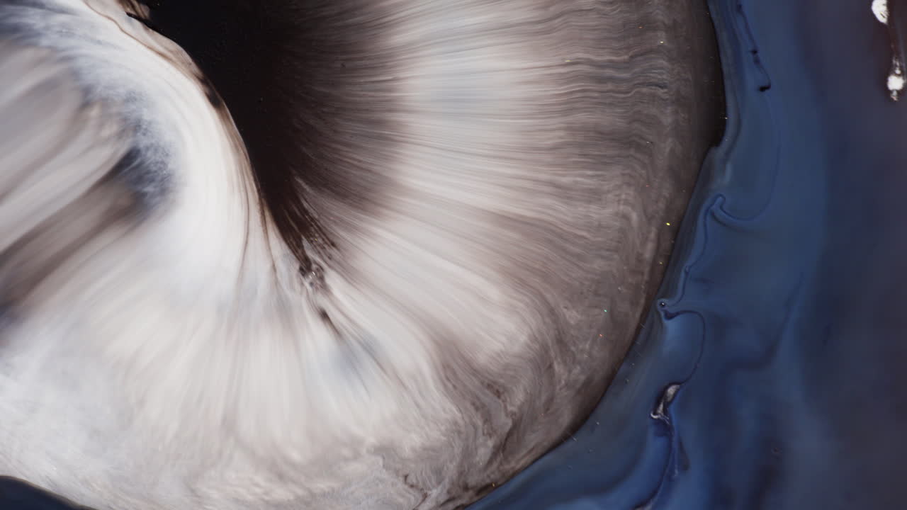 Flowing Black, White, And Dark Blue Ink Creating A Textured And Wavy Pattern For Background