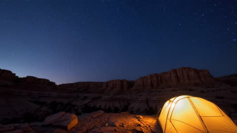 camping under a starry sky in the desert
