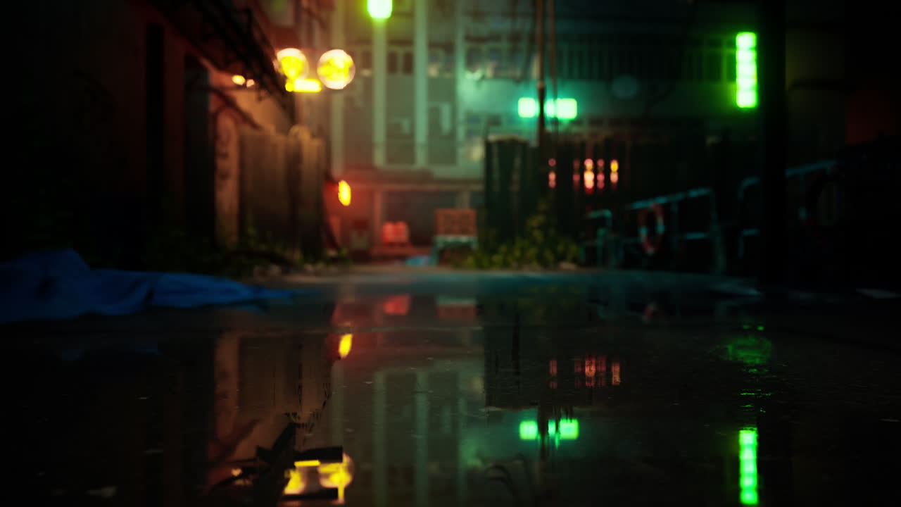 밤 거리의 네온 불빛의 보케 아트 배경 그림