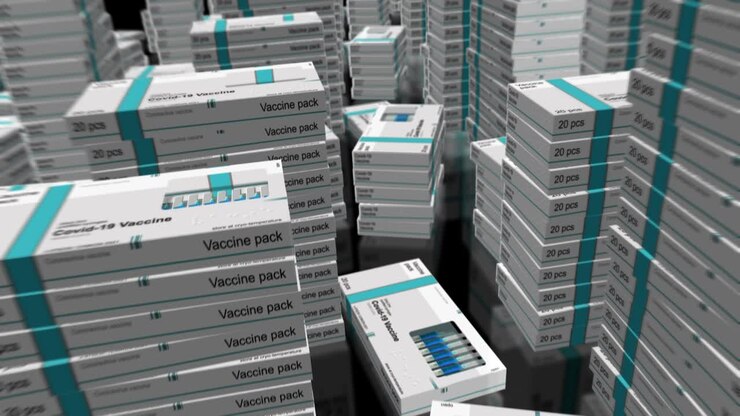 Covid-19 Vaccine doses in packs procurement loop animation