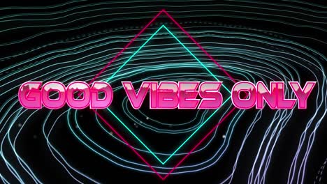 Animation-of-good-vibes-only-text-over-light-trails-on-black-background